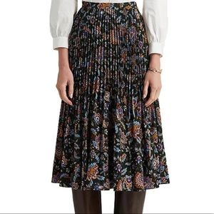 Lauren Ralph Lauren Ascot Print High Waisted Pleated Georgette Midi Skirt